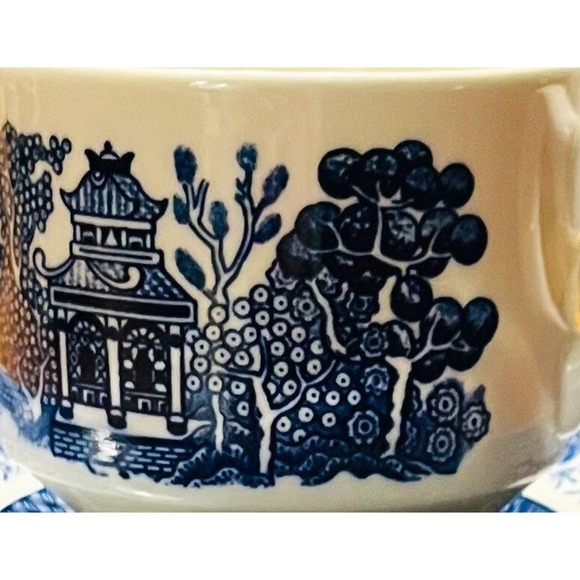 Vintage Blue Willow Ironstone Churchill Staffordshire of England Cup and Saucer - Picture 3 of 9
